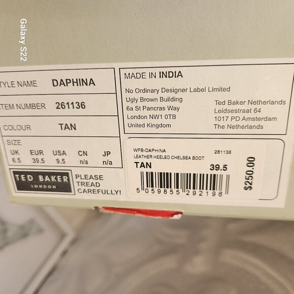 TED BAKER London Daphina Women's Boots Tan Leather Heeled Ankle Chelsea Size 9.5 - Picture 7 of 15